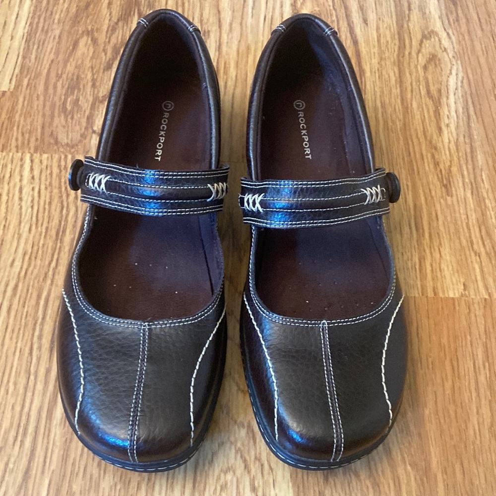 Rockport Brown Leather Mary Jane’s